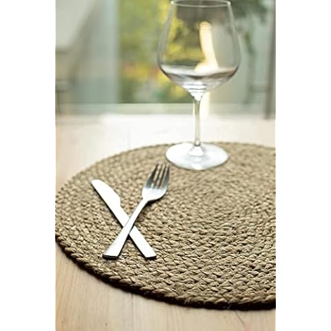 CHARDIN HOME Round Woven Jute Braided Set of 4 PLACEMATS | 15 inch Round Farmhouse Table mats | All Natural Jute for Cover