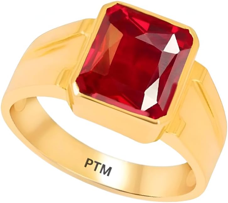 - Panchdhatu (5 Metals) Ruby (Manik) 3.25 Ratti or 3 Cts Astrological Gemstone 22 K Gold Plated Ring for Men & Women