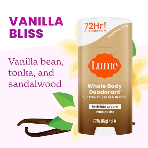 Image of Lume Whole Body Deodorant - Invisible Cream Stick - 72 Hour Odor Control - Doctor Developed - Aluminum Free, Baking Soda Free and Skin Loving - 2.2 Ounce (Pack of 2) (Vanilla Bliss)