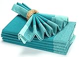 Farmhouse Cloth Napkin Set of 6 100% Cotton Dinner Napkin Double Holes Size 20"x 20" Color Turquoise
