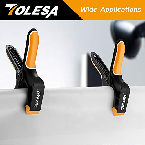 Tolesa 7 Inch Spring Clamps For Woodworking 4Pc Large Wood Clamps With 30 Lbs Powerful Clamping Force Reinforced Plastic Nylon Clamps 3 Inch Jaw Opening Clamps With Heavy Duty Spring For Gluing Crafts #TOP5