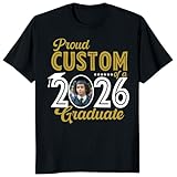 Custom Graduation T-Shirt with Photo – Class of 2026 Personalized Family Matching Shirts (Design 3)