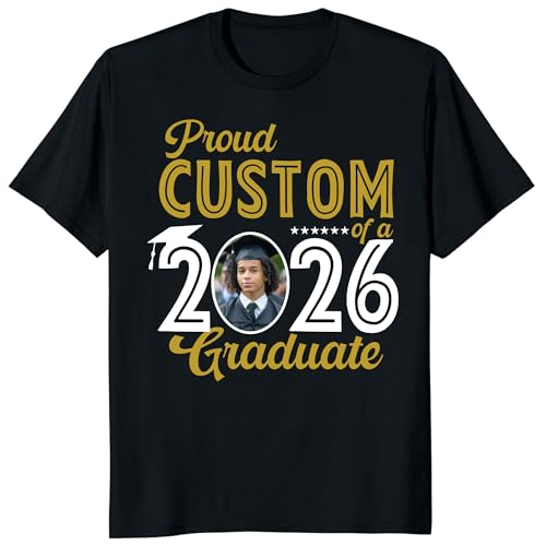 Custom Graduation T-Shirt with Photo – Class of 2026 Personalized Family Matching Shirts (Design 3)