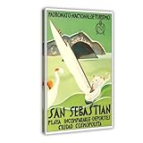 SDKAHKZO Lienzo de viaje vintage sin igual con la playa de San Sebastián en España, póster moderno para pared, pinturas para sala de estar, dormitorio, decoración de 60 x 90 cm