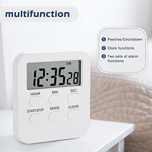 Timer Digital Kitchen Timer For Cooking, Desk Timers For Teacher Kids, Big Digits, Mute Switching, Magnetic Backing, Stand - White #TOP1