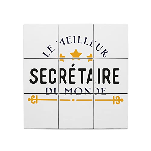 Carreaux céramique 20x20cm Le Meilleur Secrétaire du Monde | Fresque décorative murale 60x60cm