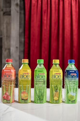 Iberia Aloe Vera Drink with Pure Aloe Pulp, Variety, (Pack of 8) 2 x Original, 2 x Mango, 2 x Pineapple, 2 x Strawberry