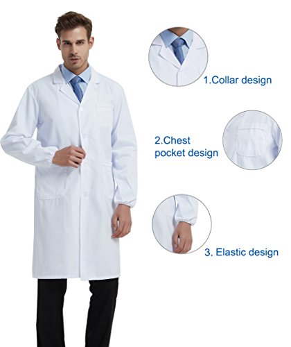 BSTT Uomo Camice da Laboratorio Bianca