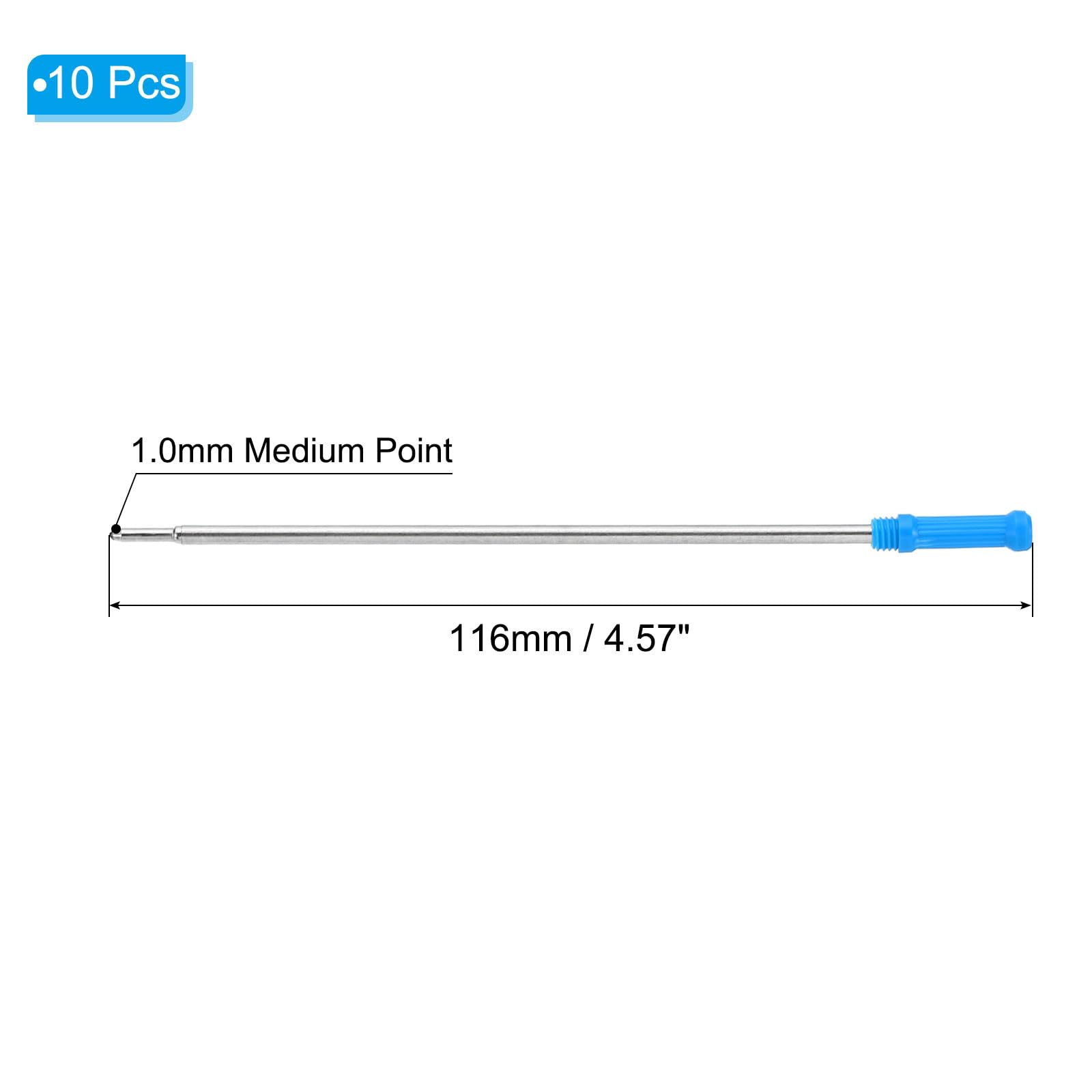 PATIKIL 1mm Pen Ink Refills, 10 Pcs Ballpoint Refill Medium Point Metal Compatible Replaceable Replacement for Pen Writing - Image 2