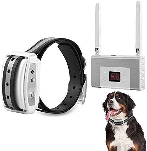 FOCUSER Electric Wireless Dog Fence System, Pet Containment System for Dogs and Pets with Waterproof and Rechargeable Collar Receiver for one Dog Container Boundary System (White)