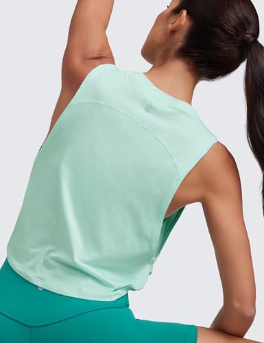 Image of CRZ YOGA Pima Cotton Dropped Armhole Tank | Workout, Naturally Soft, Loose Fit, Crop, Crewneck, Knotted Sides, Sleeveless Tops for Women