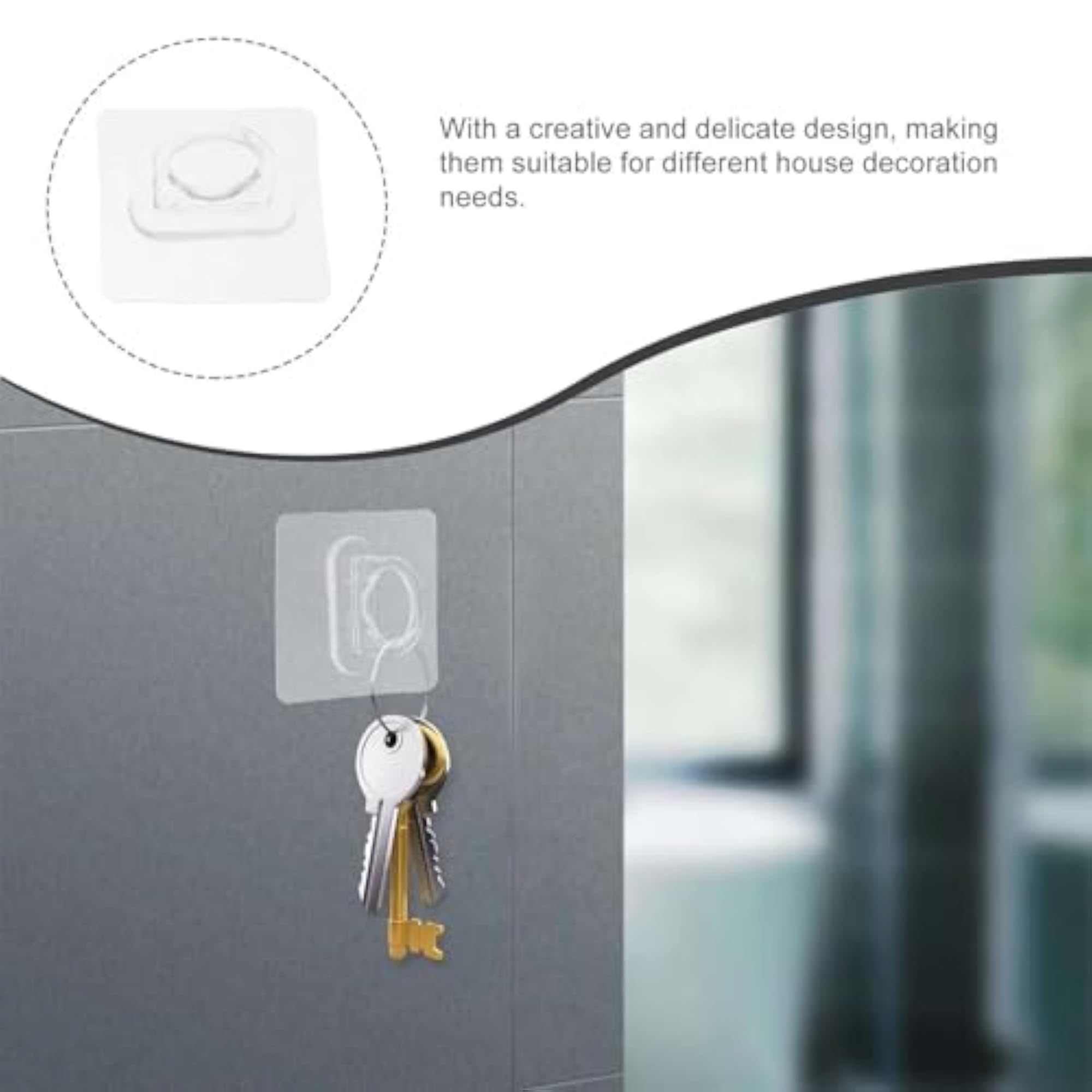 Adhesive Wall Hooks, Transparent Organizer Hooks