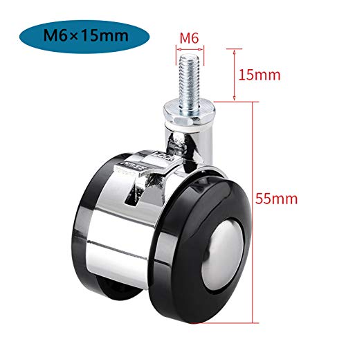 Roulettes pivotantes M6 avec frein lot de 4 pour lit et table