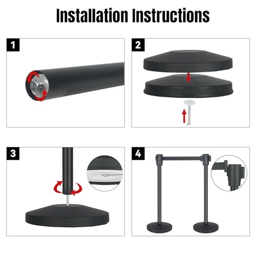 Qka QKA-16 Crowd Control Barriers With 16.4' Retractable Belt 2Pack Stainless Steel Stanchion Posts Queue Line Pole Stanchions thumb #6
