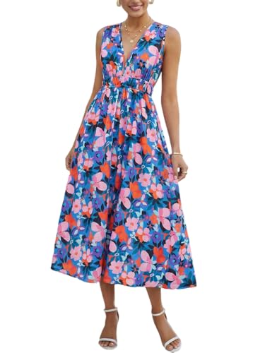 Image of Flessibili Women's Sleeveless Floral Maxi Dress 2026 Sundresses Spring Summer Wedding Guest