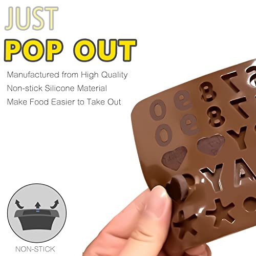 Anaeat Silicone Letter And Number Chocolate Molds, 2 Pack Alphabets & Numbers Candy Baking Mold With Happy Birthday Cake Decorations Symbols - For Diy Chocolates, Candies Or Fondant #TOP2