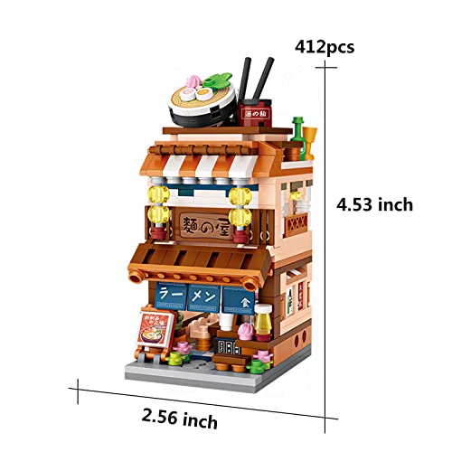 Luogfyni Japanese Street View Ramen Shop Building Blocks Set, Japanese Theme Store Simulation Architecture Creative Model, Mini Bricks Construction Building Toy For Ages 12+, Not Compatible Lego #TOP6