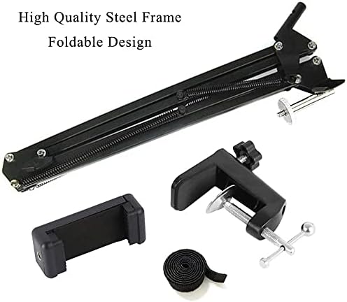 Tencro Webcam Stand Phone Holder Suspension Scissor Arm Webcam Camera Mount Phone Tripod Holder for Cellphones, Logitech Webcam C920 C930 C922 C615 and Other Devices with 1/4" Threaded