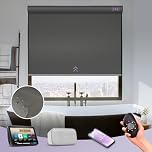 Graywind Waterproof Blackout Smart Blinds - Customised Electric Roller Blinds for Windows, Motorised Shades for Alexa & Google, Rechargeable with Remote Control, Dark Grey