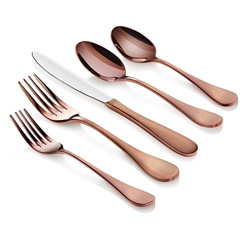 Artaste 56921 Rain 1810 Stainless Steel Flatware 20 Piece Set Copper Finish Service for 4