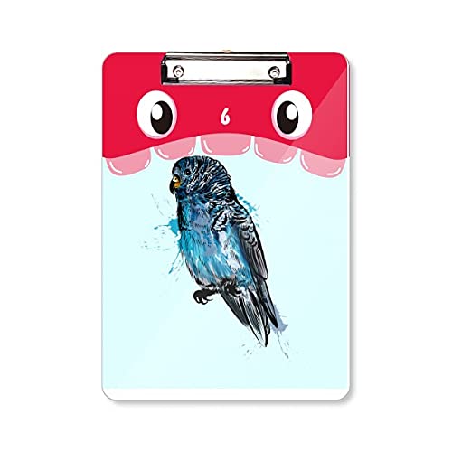Bloc-notes d'apprentissage A4 oiseau noir perroquet bleu avec dossier à tête plate rigide