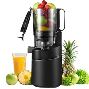 AMZCHEF Automatic Cold Press Juicer Machines 250W Liberate Your Hands -135MM Opening and 1.8L Capacity Slow Juicers for Whole Fruit and Vegetable, with Triple Filter, Safety Lock, Classic Black