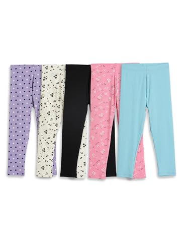 Image of Amazon Brand - Symbol Girl's Cotton Ribbed Stretchable Leggings | Ankle Length | Aged 2-14 Years