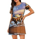 Photo Gallery alliya horses on the beach - camicia da notte a maniche corte da donna, estiva, casual, essenziale, nero , s Photo Gallery alliya horses on the beach - camicia da notte a maniche corte da donna, estiva, casual, essenziale, nero , s