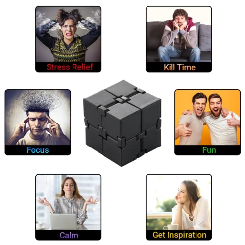 SMALL FISH Stress Relief Infinity Cube Fidget Toy for 3 Years Up, Black