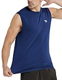 BALEAF Men's Sleeveless Tank Top Quick Dry Muscle t Shirts Gym Workout Bodybuilding Running Tech Tops Navy XL