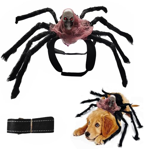 VireEyU Halloween-Spinnenkostüm Für Hunde Und Katzen, Realistisches Tierkostüm Mit Künstlichen Spinnenbeinen, Ideal Für Mittelgroße Und Kleine Hunde, Perfekt Für Halloween-Party Und Karneval（L）