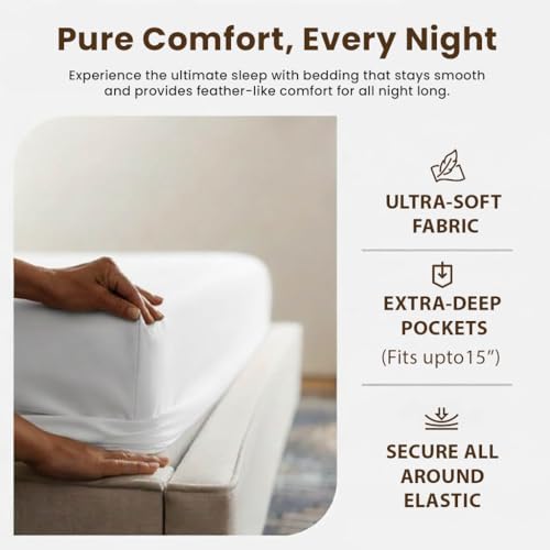 Image of Twin Sheets Set 3 Piece | 1000 Thread Count | Light Grey | Cotton 3-Piece with 15 inch Deep Pocket Soft & Luxurious Sateen Weave Sheets & Pillowcases for Twin Bed by PRATEE