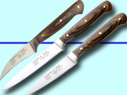 3er Set Schälmesser mit Block Eisvogel