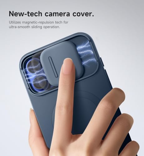 Image of SURITCH for iPhone 16 Plus Case with Magnetic Camera Slide Cover and Adjustable Kickstand, Compatible with MagSafe, Shockproof Bumper Case Slim Protective Cover for iPhone 16 Plus 6.7 Inch, Blue