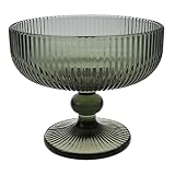 CHOOLD Vintage Strips Embossed Glass Footed Dessert Bowl Ice Cream Bowl Trifle Bowl Salad Bowl Candy