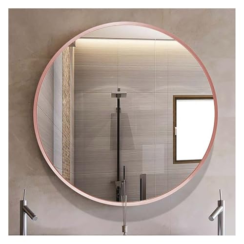 40cm Rose Gold Round Wall Mirror Decorative Large Circular Mirror for Bathroom Unbreakable Metal Frame Vanity Mirror Stylish Home Decor Accent