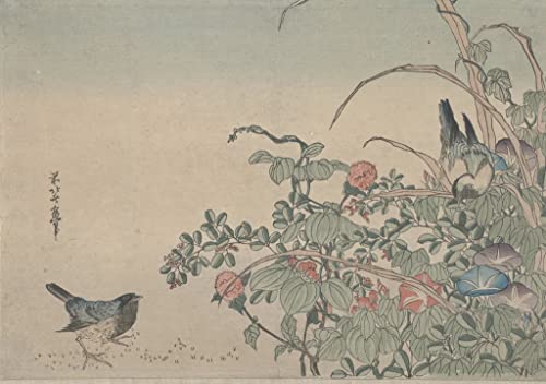 Impression Toile Bluebirds Hiroshige pour créer un salon zen et élégant