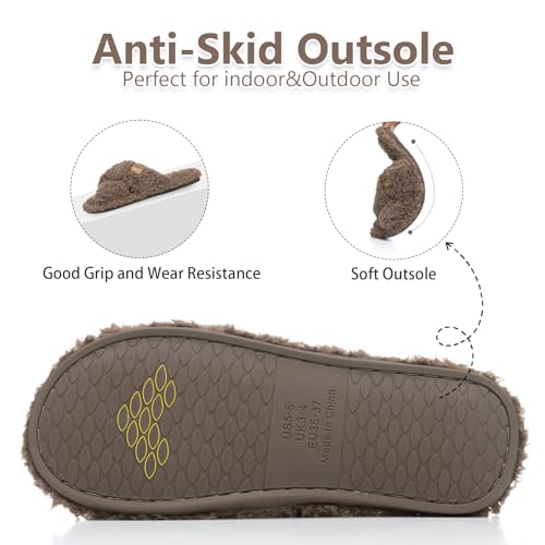 Image of GOEWY Fuzzy Open Toe Slippers for Women Cozy Memory Foam House Shoes Indoor | Cute Cross Band,Soft Faux Fur,Anti-slip Sole Outdoor,Machine-washable,Lightweight,Slip on Gifts for Women,Mom and Bridesmaid
