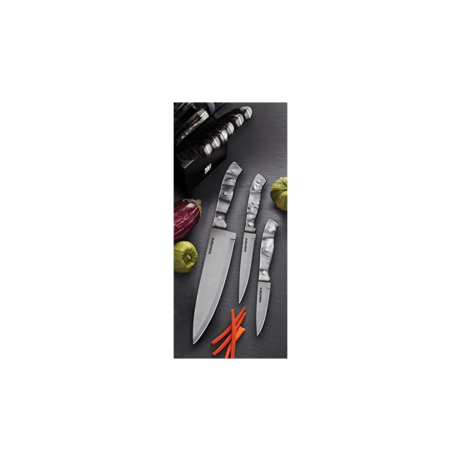 Sabatier-15-Piece-Triple-Rivet-Knife-Block-Set-High-Carbon-Stainless-Steel-Kitchen-Knives-Razor-Sharp-Knife-Set-with-Black-Wood-Block-Gray-Acrylic-Handles Sabatier 15-Piece Triple Rivet Knife Block Set, High-Carbon Stainless Steel Kitchen Knives, Razor-Sharp Knife Set with Black Wood Block, Gray Acrylic Handles