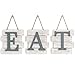 Barnyard Designs Eat Sign Wall Decor, Rustic Farmhouse Decoration for Kitchen and Home, Decorative Hanging Wooden Letters, Country Wall Art, Distressed White and Gray, 24" x 8"