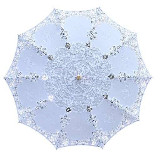 Sombrilla de encaje floral de algodón para proteger del sol en bodas y posados exteriores