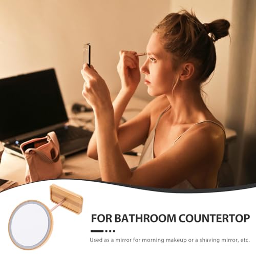 Espejo de mesa con luz LED STOBAZA de madera moderna y batería recargable de 1200ma 4