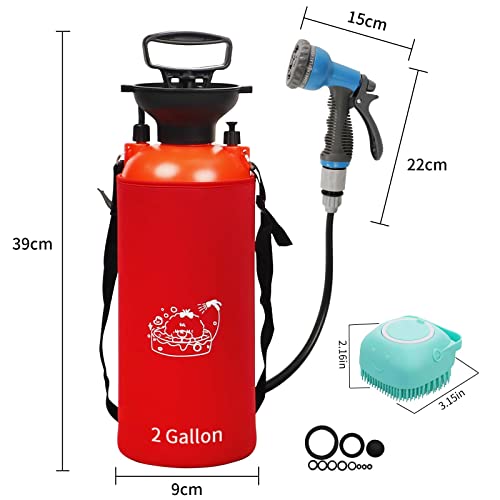 Gartol 2 Gallon Portable Shower With Handheld Showerhead, Silicone Bath Massage Brush, And Thermal Insulation Bag, High-Pressure Camping Shower, Surf Shower, Dog Shower, Camp Shower Sprayer #TOP4