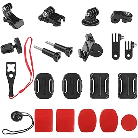 Geila Universal Action Camera Accessory Kit, 20-in-1 Grab Bag Mount Kit, Helmet Chin Mount Accessory Kit, J hook buckle Mount, Adhesive Mount, Sports Camera Accessory Cover