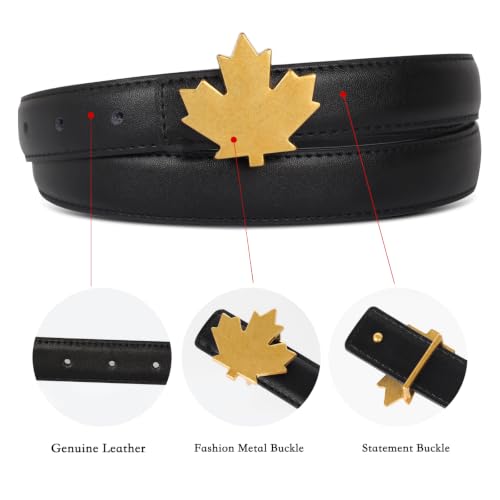 Image of Aurolran Women's Leather Belt with Buckle - Ideal for Dresses, Jeans, and Coats