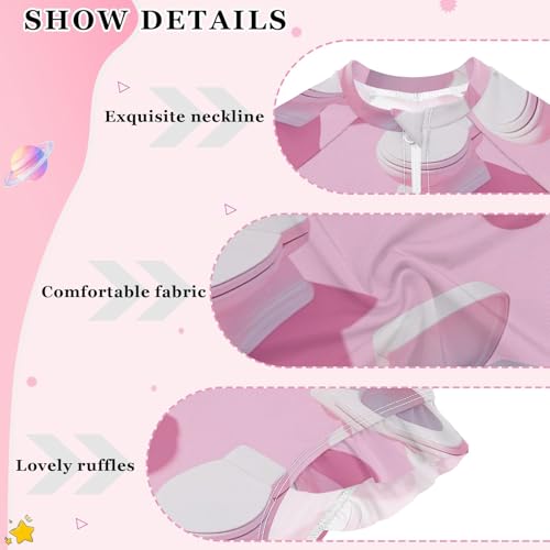 CHIFIGNO Girls Swimsuits One Piece Quick Dry Rashguard Girls' Swimwear, White Toilet Pink 3T4