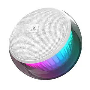iGear Buzzy Portable Bluetooth Mini Speaker, TWS Function for Home Party, Twin Pairing, FM Mode, TF/SD Card Slot, AUX-in, 360 RGB Lights, Auto-Pairing, Type-C Rechargeable, Wireless Speaker (White)