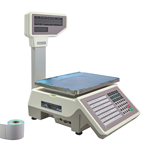 INTSUPERMAI Price Computing Scale Digital Commercial Price Scale with Thermal Printer Double-Sided Supermarket Scale (Five-Window with Pole 15kg/33lb)