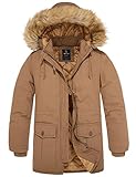 Wantdo Men's Winter Insulated Quilted Lined Workwear Jacket Hoodie Coat Small Khaki