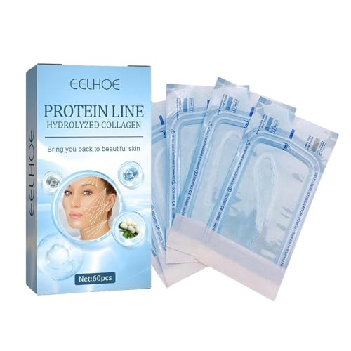 Protein Line Hydrolyzed Collagen Face Threads, Anti-Aging Wrinkle Reduction Silk Fiber Lifting, Skin Firming and Hydration Support, 60 Pieces